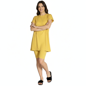 Conjunto de ropa deportiva de otoño para mujer: shorts de ciclista y camiseta de ajuste holgado, diseño de moda nuevo, venta al por mayor para boutiques. - Product Image 5