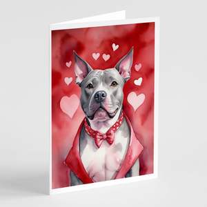 Whimsical A7 Tamaño 5x7 New Pit Bull Terrier My Valentine Tarjetas de felicitación Pack 8 Tarjetas de nota en blanco con sobres - Product Image 1