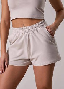 Shorts cargo taille haute élastiques à cordon de serrage pour femme, coupe droite, 100 % coton, séchage rapide, doux, pour la plage, décontracté, été, vêtements de sport - Product Image 2