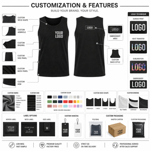 ผู้ผลิต OEM เสื้อกล้ามพิมพ์ลายโลโก้ตามสั่ง ดีไซน์ไหล่ตก ผ้าซับเหงื่อ สำหรับใส่ลำลองแบบใหม่ - Product Image 2