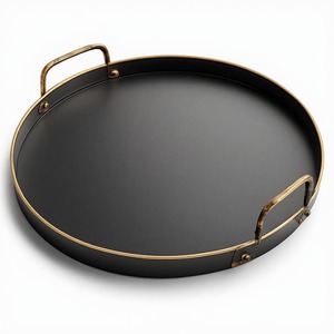 Bandeja de metal negro dorado Obsidian Regal diseñada para mesas de lujo, salones elegantes, hoteles y espacios de vida contemporáneos. - Product Image 5