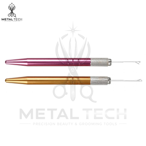 Herramienta profesional para extensiones de cabello con mango de metal ranurado, microperlas, aguja de gancho y herramienta de tracción para salón de belleza - Product Image 5