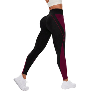 Women's Mid Waist Knitted Seamless Sports Leggings Stretch Yoga Pants <b>Tummy</b> <b>Control</b> Workout Running Gym Fitness Pocket - Product Image 2
