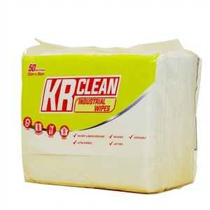 Eco Friendly Disposable Non Woven Square Industrial Cleaning Wipes 25x30cm 60 Sheets Pack Krclean <b>Oil</b> Grease <b>Removal</b> Direct - Product Image 1