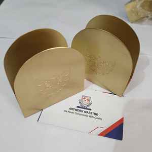 Bird Perforatted designed Brass worked Royal Glossy Gold Finish <b>Coaster</b> <b>set</b> of four piece with fancy holder Coffee <b>Coaster</b> <b>Set</b> - Product Image 3