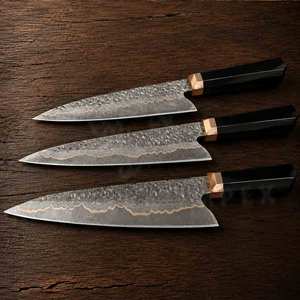 Cuchillo de Chef de Lujo Hecho a Mano con Mango de Turquesa, Cuchillo de Cocina con Hoja de Cobre y Damasco, para Regalo de Aniversario y Navidad - Product Image 3