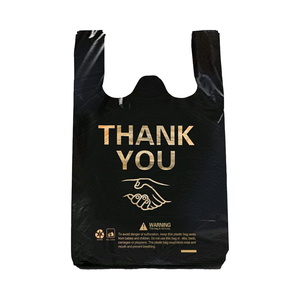 Sacs en plastique PE noirs robustes pour courses, sacs à T-shirt pour petites entreprises, pour magasins et salades - Product Image 2
