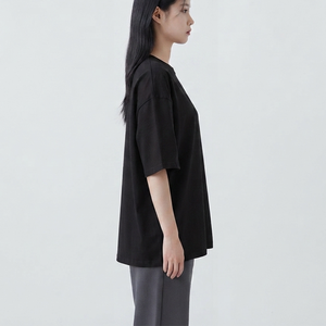 Custom Logo Blank Cotton High Quality <b>Women</b> Fashion Clothing O Neck Short Sleeve Casual Oversized Baggy <b>Women</b> <b>Black</b> T-<b>shirt</b> - Product Image 6