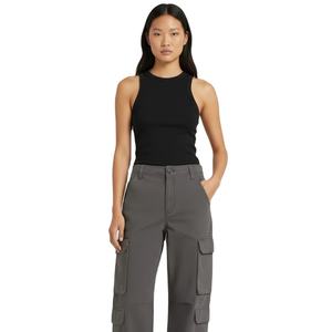 Pantalones Cargo Gris Oscuro de Pierna Ancha para Mujer - Pantalones Utilitarios de Algodón de Cintura Alta con Múltiples Bolsillos - Product Image 1