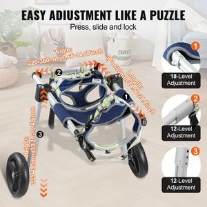 Silla de Ruedas Manual Ligera de 2 Ruedas para Perros, Carrito Ajustable para Mascotas para la Recuperación de las Patas Traseras, Ayuda en la Curación - Product Image 4