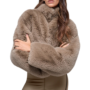 Veste Courte en Fausse Fourrure de Luxe pour Femme, Manteau d'Hiver Doux avec Fermeture Éclair Discrète, Vêtement d'Extérieur Tendance, Option Personnalisée OEM Marque Privée - Product Image 1
