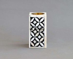 Porte-bougie en os incrusté de style designer, décoration d'appoint de luxe par Tradebyd - Product Image 2