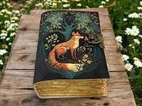 Carnet en cuir Fox de la marque Herb Heritage, Grimoire Livre des Ombres, Papier fait main vintage, 200 feuilles, Reliure cousue, Cadeau