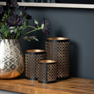 Round Shaped Black Cutout Iron Craft Religious Style Votive Candle Holder Ambiance Elevating Metal Christmas Decor - Product Image 1