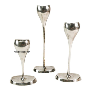 Ensemble de pots à bougies géométriques modernes en métal poli finition or, design contemporain, supports de bougies piliers - Product Image 3