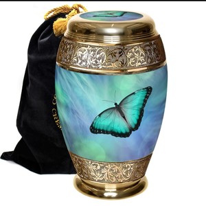 Two Piece Aluminum Urn for Human Ashes Adult Size - Separate Lid Metal Cremation Urn - Removable Cover <b>Memorial</b> <b>Vase</b> for Funeral - Product Image 5