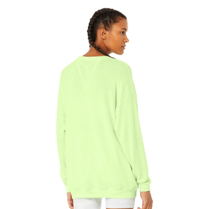 เสื้อสเวตเชิ้ตคอกลมโอเวอร์ไซส์สำหรับผู้หญิง แขนยาว สีพื้น ผ้าถักเนื้อฝ้าย ระบายอากาศได้ดี ทรงหลวมไหล่ตก เหมาะสำหรับใส่ในฤดูใบไม้ร่วง - Product Image 3