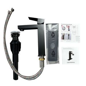 Robinet de lavabo noir mat T20 en acier inoxydable à poignée unique, monotrou, expédition impossible le week-end - Product Image 6