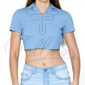 Camiseta polo premium de alta calidad, nueva, acanalada, corta, sexy, ajustada, para mujer, de manga corta, de secado rápido, deportiva. - Product Image 4