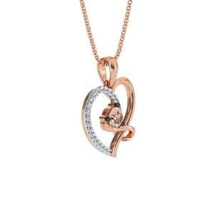 Collar con Colgante de Doble Corazón en Plata de Ley 925 con Baño de Oro Rosa y Circonita Cúbica para Mujer - Product Image 1