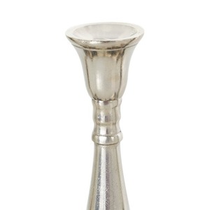 <b>Silver</b> 3-Arm Candlestick <b>Holder</b> with Taper <b>Candles</b> for Home Decoration Durable Metal Stand - Product Image 2