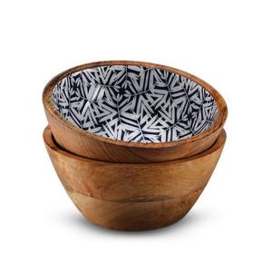 Table Top Wooden Bowl Natural Wooden Salad Serving Bowl <b>Sticker</b> Enamel Printed Custom Made Dough Bowl For Home <b>Kitchen</b> Use - Product Image 6