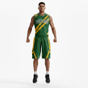 Ensemble de maillot de basket-ball pour hommes, uniforme de sport sans manches à séchage rapide avec short de haute qualité - Product Image 4