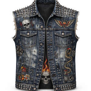 Chaleco Vaquero Casual de Invierno con Tachuelas para Hombre, Personalizado para Pedidos al por Mayor - Calidad Premium, 100% Algodón, Servicios OEM/ODM - Product Image 1