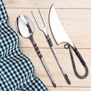 Nuevo Juego de Cubiertos de Metal Estilo Medieval, Cuchara y Tenedor con Funda de Cuero para Vajilla, Venta al por Mayor - Product Image 2