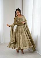 Set Abito Premium Fendy in Seta con Lavorazione a Codifica Sequenziale, Interno in Micro Cotone, Vita Elastica, Salwar Dupatta, Abbigliamento Etnico Reversibile per Feste