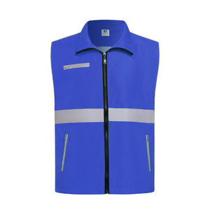 Gilet de sécurité réfléchissant bleu unisexe en polyester, vêtement de travail, uniforme toutes saisons, veste de garde avec fermeture éclair et poches - Product Image 1