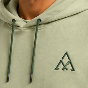 Sweat à capuche personnalisé pour homme, vert cèdre, en molleton de coton épais, color block, brodé, style streetwear, fabricant OEM - Product Image 3