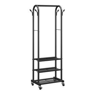 Appendiabiti su Ruote Resistente con Asta Appendiabiti, Ganci Laterali e 3 Ripiani, Capacità di Carico 45 kg - Product Image 2