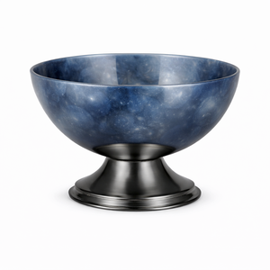 Bol décoratif unique en marbre brun avec taches blanches et base noire en résine pour la décoration intérieure - Prix de gros - Product Image 6