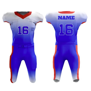 Ensemble d'uniformes de football américain personnalisés, noir et bleu, sublimé, numéro 16, maillot sans manches ajusté pour homme, toutes saisons, polyester - Product Image 5