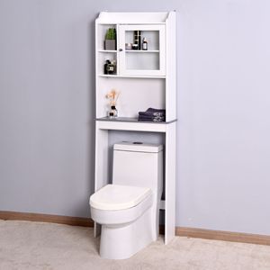 Moderno armadio di stoccaggio in legno bianco sopra la toilette Saver organizzazione per il bagno di uso domestico - Product Image 6