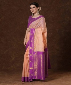 Sari Elegante Más Vendido para Mujer, Blusa de Diseñador, Última Colección Étnica para Fiestas, Sari de Seda Morado para Mujer a Bajo Precio 85080 - Product Image 3