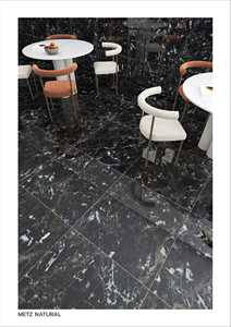 Carrelage mural et de sol en porcelaine vitrifiée ultra brillant noir Nobel 600x600mm, aspect marbre luxueux - Product Image 4