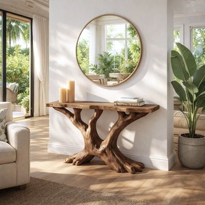 Table en bois massif naturel faite à la main, design unique de console vintage pour salle à manger, luxe minimaliste, entrée d'hôtel, nouvelle décoration de maison - Product Image 5