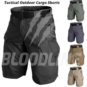 Tactical Outdoor Cargo Shorts Men Quick Dry Oxford Fabric Elastic Waist Mid Rise Casual Style Solid Color Bermuda Shorts - Product Image 2
