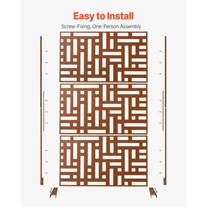 47\" X 76\" Outdoor Privacy <b>Screen</b> 3-<b>Panel</b> Freestanding Divider Stand Decorative Garden Metal <b>Screen</b> & Room Divider - Product Image 5