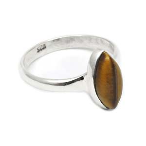 Elegant 925 Sterling Silver <b>Fine</b> <b>Ring</b> With Classic Marquise Cut Tiger-Eye Gemstone Perfect Bohemian <b>Ring</b> For Wedding-Engagement - Product Image 4
