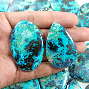 Cabochon en pierre de chrysocolle naturelle de haute qualité 2025 pour la fabrication de bijoux, colliers, bracelets, pendentifs Radha Arts Bleu - Product Image 4