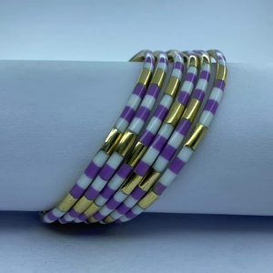 Smart Jewelry Eco-Friendly Hand-painted Full Design Customized Unique Stylish Resin Seed Beads Rose Gold <b>Bangle</b> <b>Bracelet</b> Small - Product Image 1