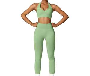 Conjunto de Yoga para Mujer, 2 Piezas, Spandex/Poliéster, Sin Costuras, Ecológico, de Alta Calidad, Personalizable, Venta al Por Mayor 2026 - Product Image 1
