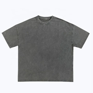 T-shirt Homme Oversize Gris Uni à Manches Courtes 100% Coton Jersey Col Rond Coupe Décontractée Impression Personnalisée Streetwear T-shirt Délavé à l'Acide - Product Image 5