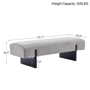 Banc Mid-Century Modern Vietnam en tissu de lin de qualité supérieure + éponge haute densité + bois massif naturel MD04 - Product Image 6