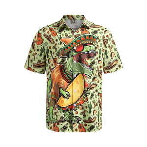 Chemise Aloha à manches courtes en satin pour homme, imprimé décontracté, boutonnée, design hawaïen, été - Product Image 1