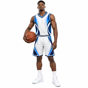Ensemble de maillots de basket-ball personnalisés avec logo par sublimation, séchage rapide, impression graphique, tenue de sport pour équipe masculine - Product Image 1