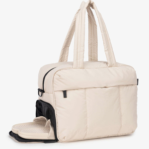 Bolsa de lona acolchada de gran capacidad con compartimento para zapatos con cremallera, asa suave, para viajes, gimnasio y fitness. - Product Image 1